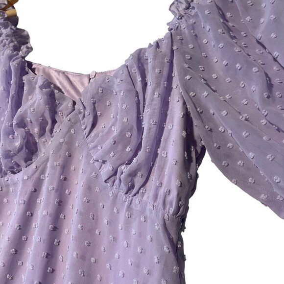 MISSGUIDED Mini Dress Women's 4 Purple Lilac Puff Sleeve "Skater Dress" Feminine - Picture 3 of 10